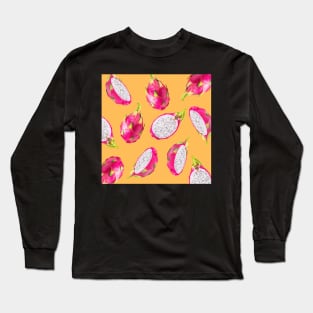 Dragon Fruit Pattern Light Orange - Summer Fruits Long Sleeve T-Shirt